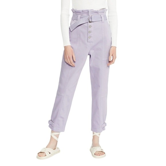 Ted Baker Flintt Paperbag Tapered Leg Jeans Lilac Size 26 NWT